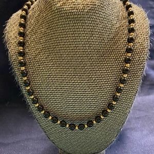 Monet Black Beads and smaller Gold Bead Necklace